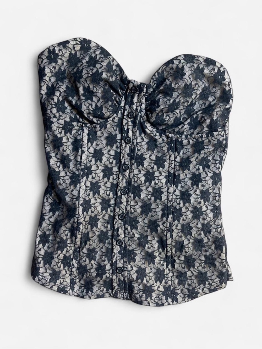 VTG Charlotte Russe Lace Whimsigoth Floral Bustier Corset Coquette Top Sz M